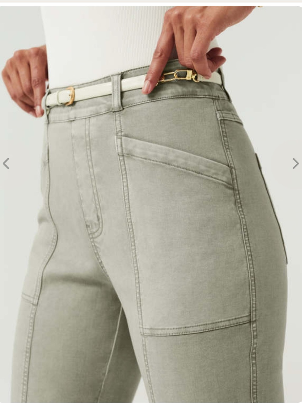 SPANX Stratch Twill Straight Leg Pants in Light Olive - Picture 3 of 10